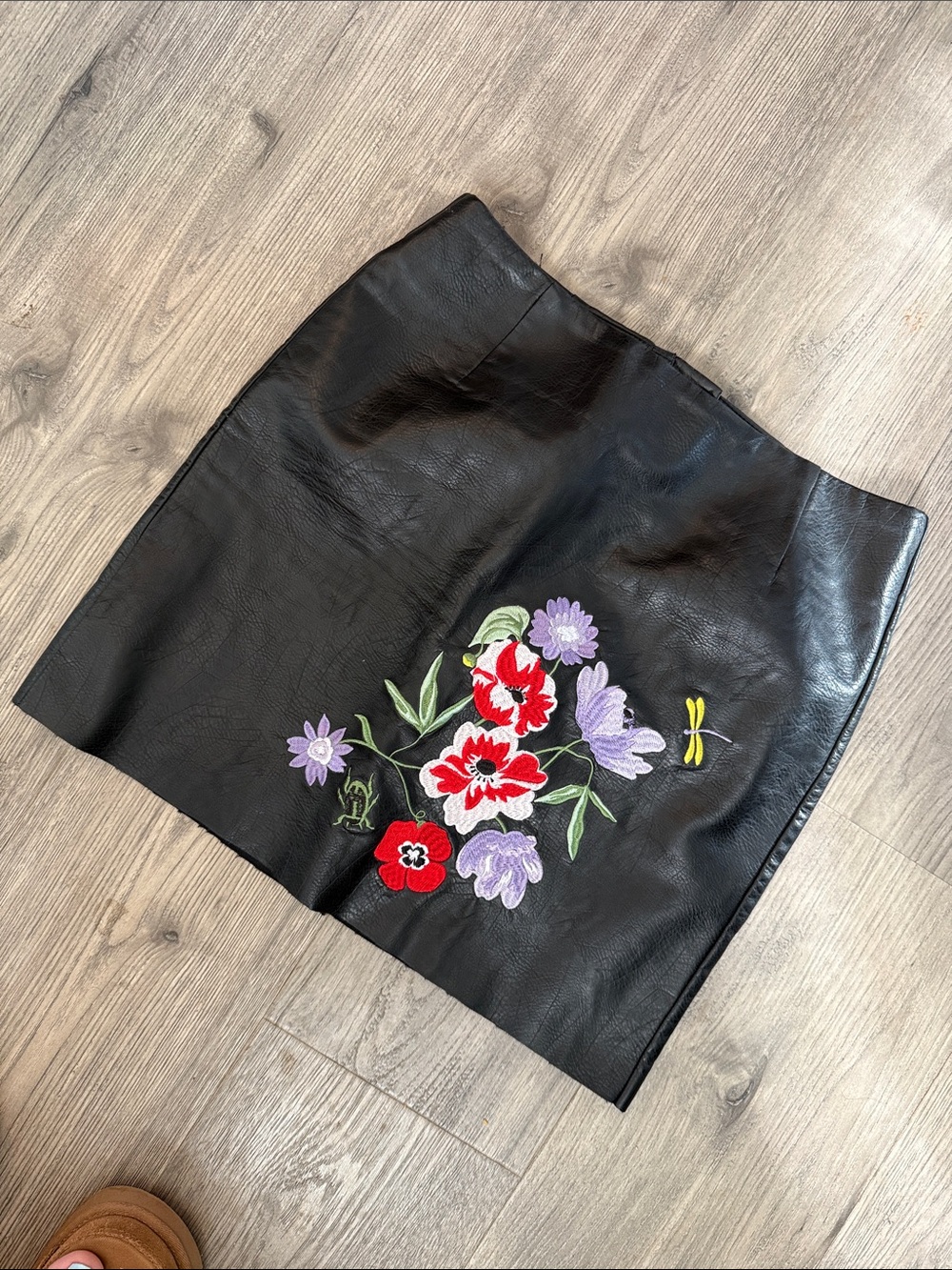 H&M Black Skirt with Floral Embroidery
